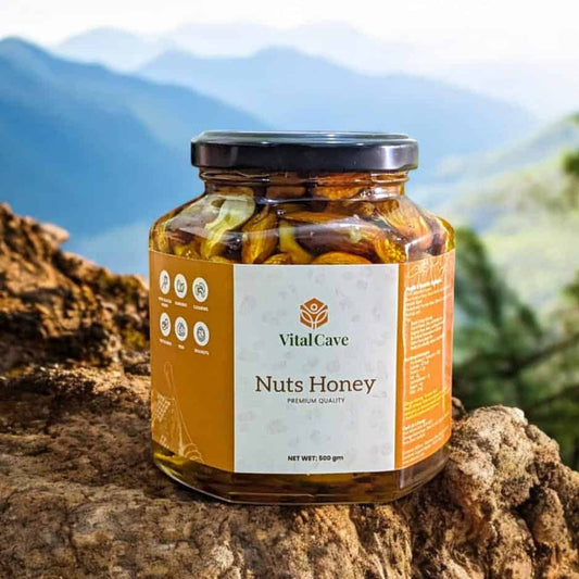 Nuts Honey 500 gm jar - Organic & Delicious  ( خشک میوہ جات شہد ) Vital Cave Organics