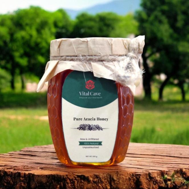 Pure-Acacia Honey-500ml-bottle-vital-cave-Organics-( پالوسا شہد )