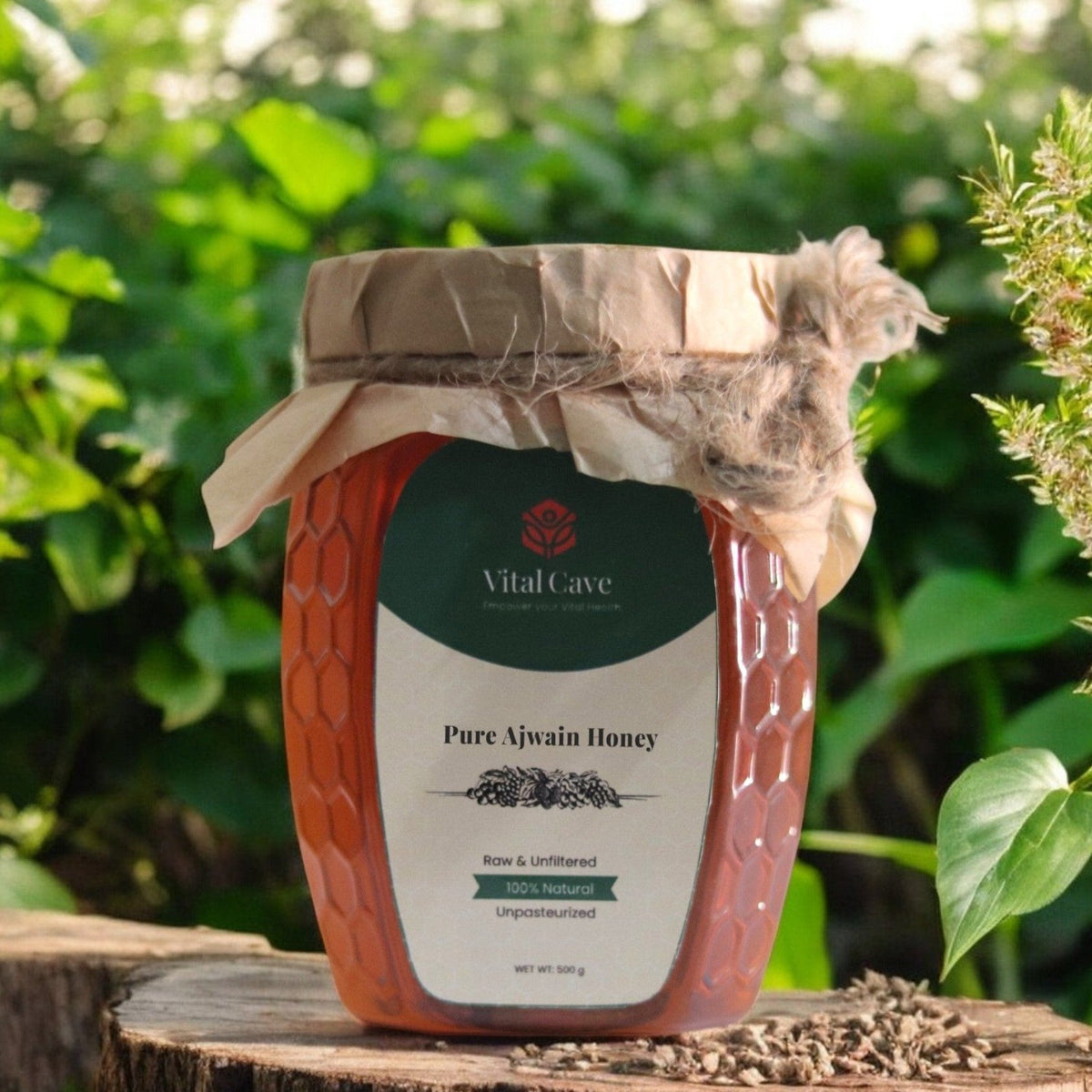 (اجوائن شہد) Pure Ajwain honey 500 gm bottle brand vital cave organics 